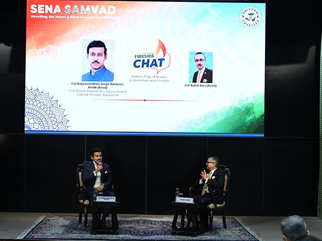 Col Rajyavardhan Singh Rathore on stage