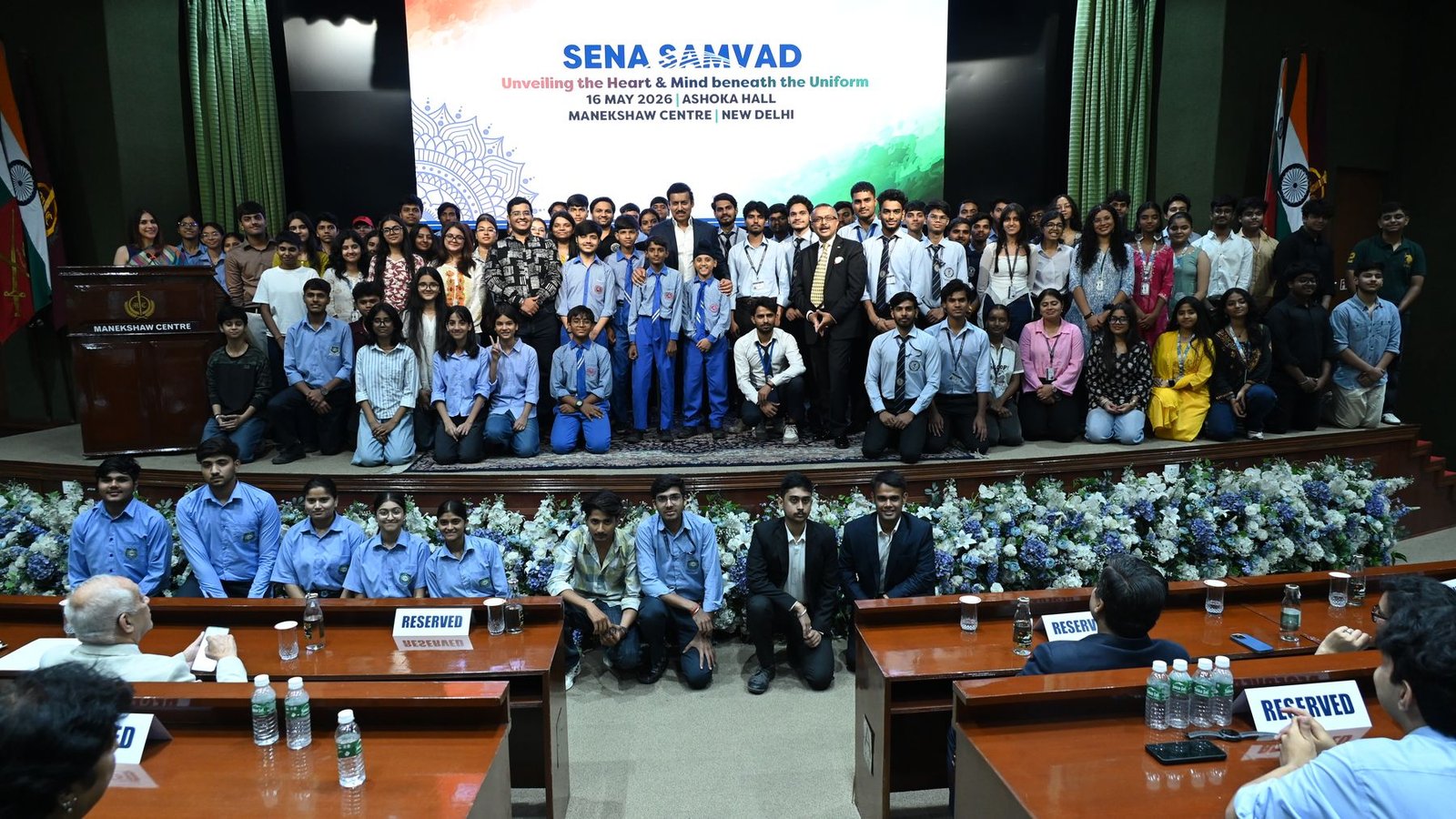 A wide view of the Ashoka Hall at the Manekshaw Centre during Sena Samvad 2026
